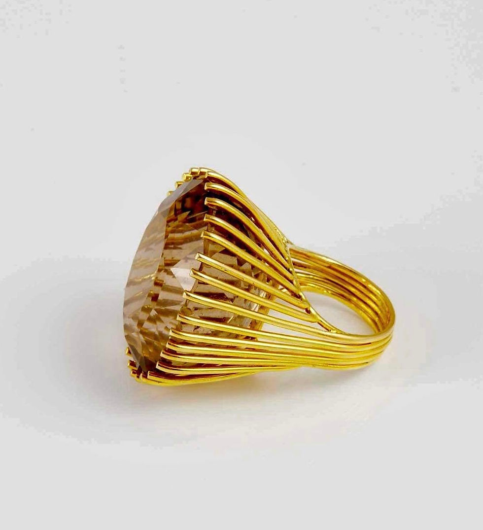 Thumbnail: 14k extra large yellow gold ring with Quartz