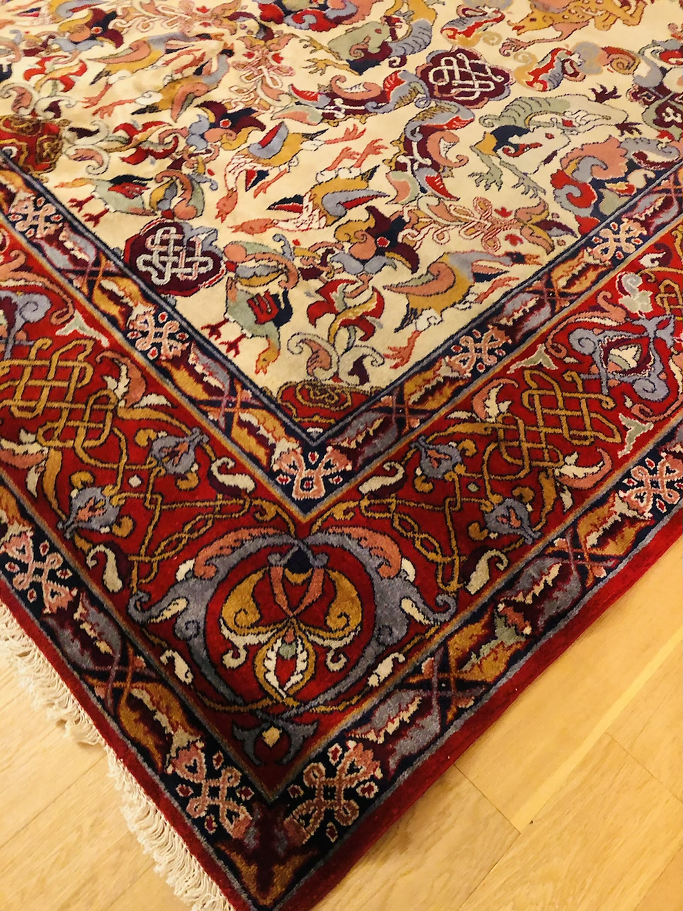 Thumbnail: Antique Tabriz Dragon Handmade Wool Rug