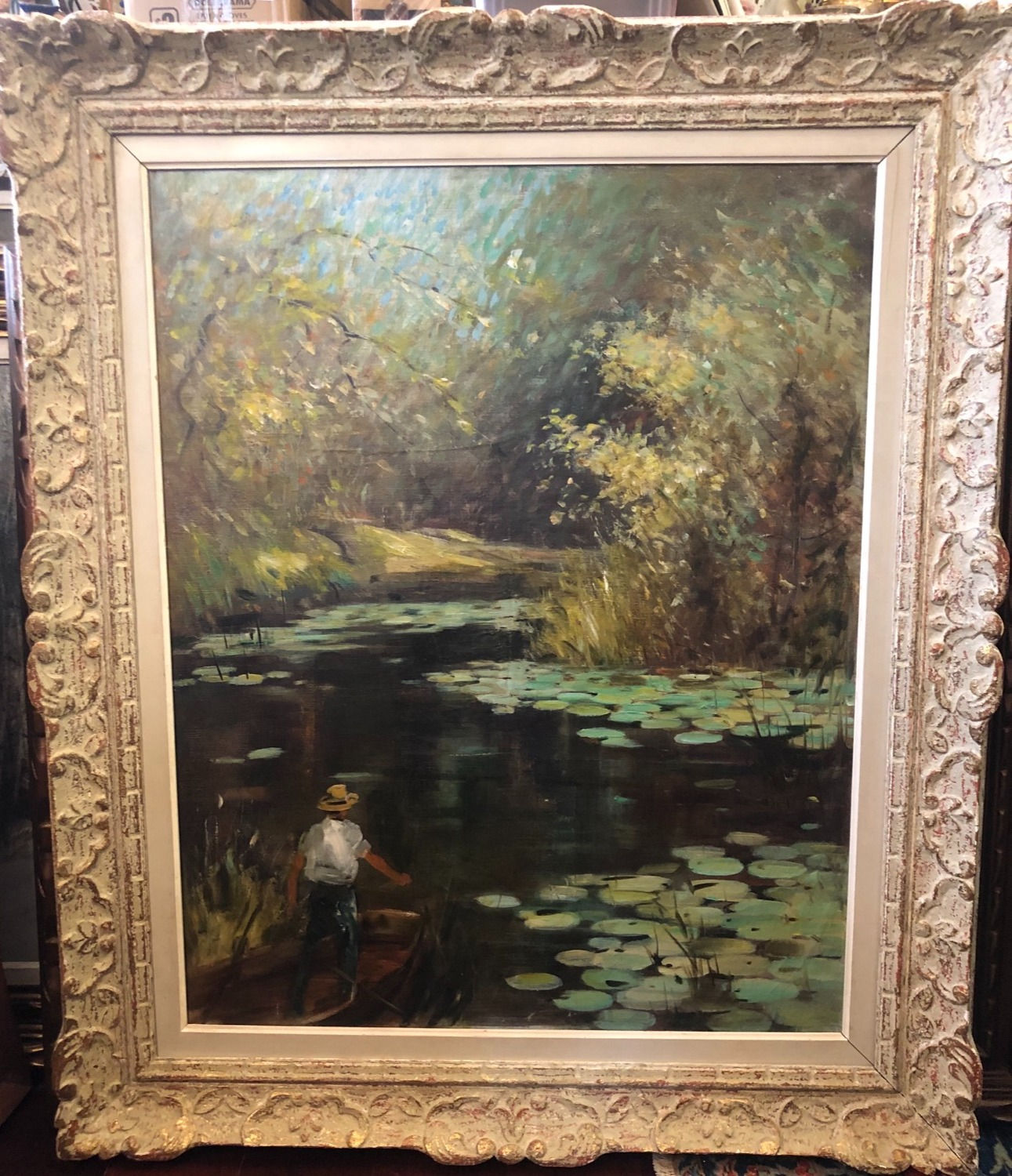 Geza Biro “On The Boat” Original Oil Painting On Canvas