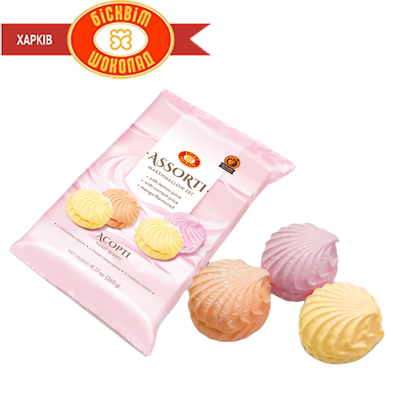 "Harkiv" ZEPHIR ASSORTED (с соком лимона, смородины и вкусом манго)260gr Ukraine