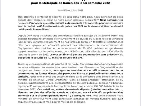 60 fonctionnaires de police supplémentaires pour la Métropole de Rouen dès le 1er septembre 2022