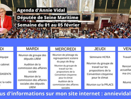 Agenda de la semaine du 01 février 2021