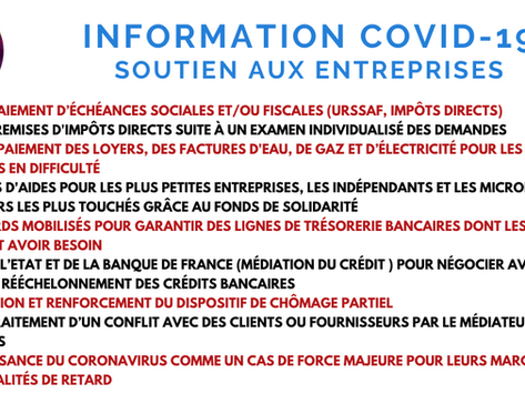 COVID-19 : mesures de soutiens aux entreprises