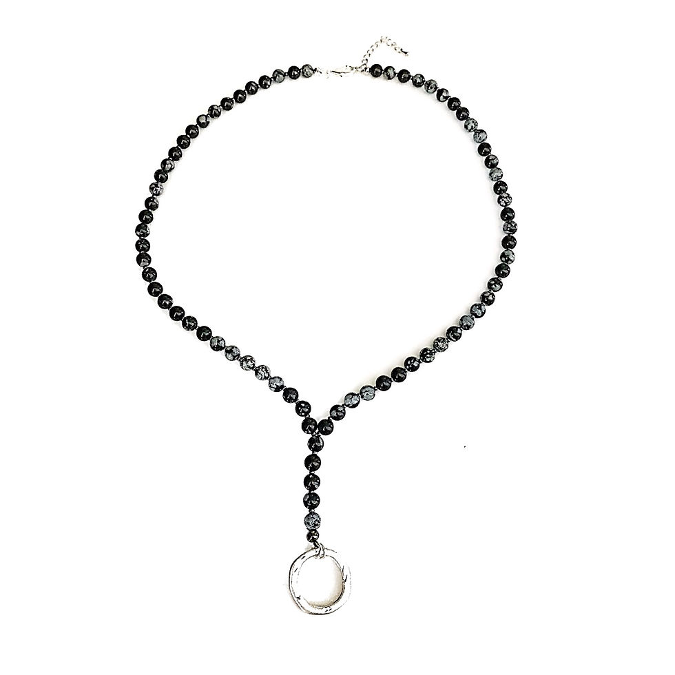 Black Snowflake Obsidian Eyeglass Necklace