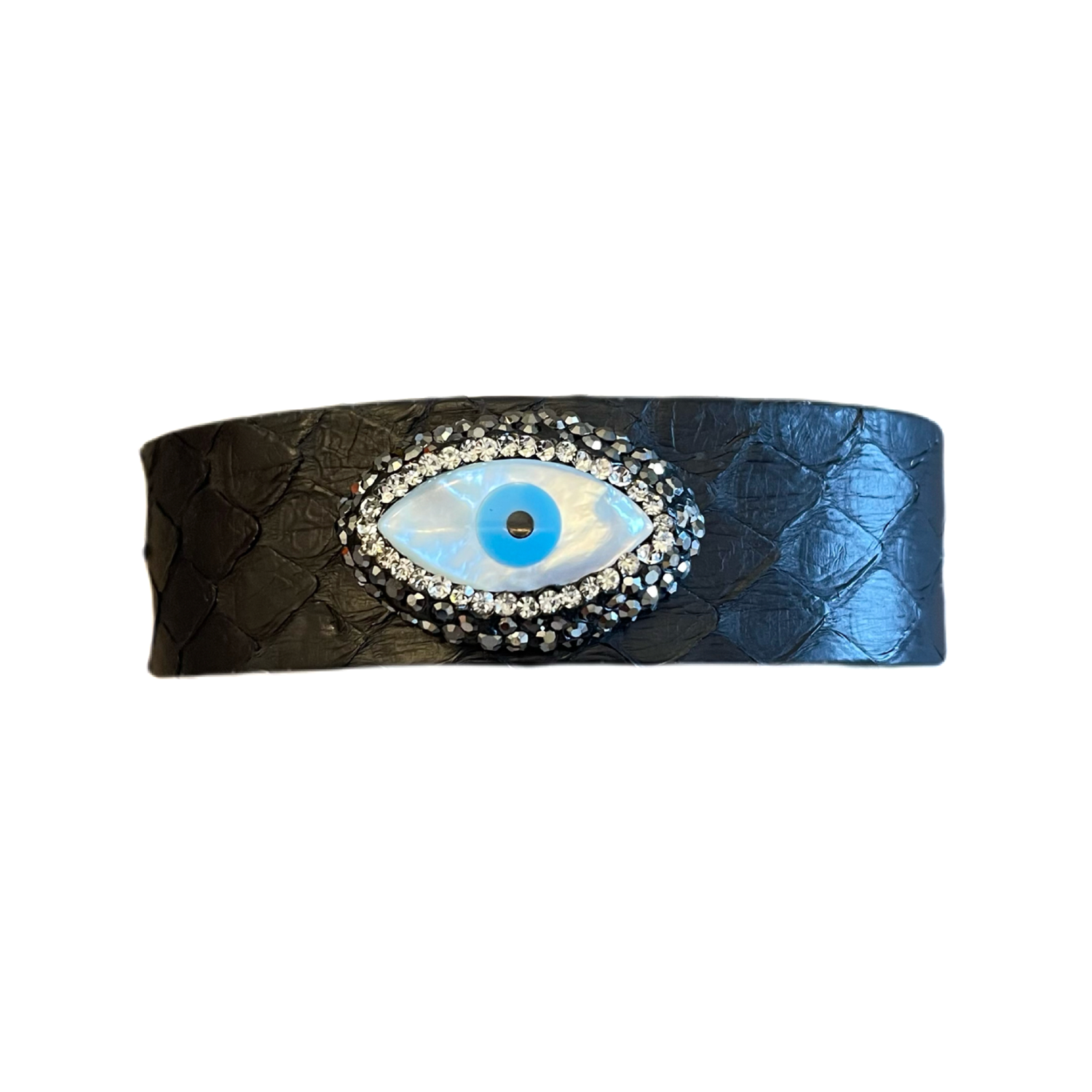 Adjustable Black Evil Eye Cuff Bracelet