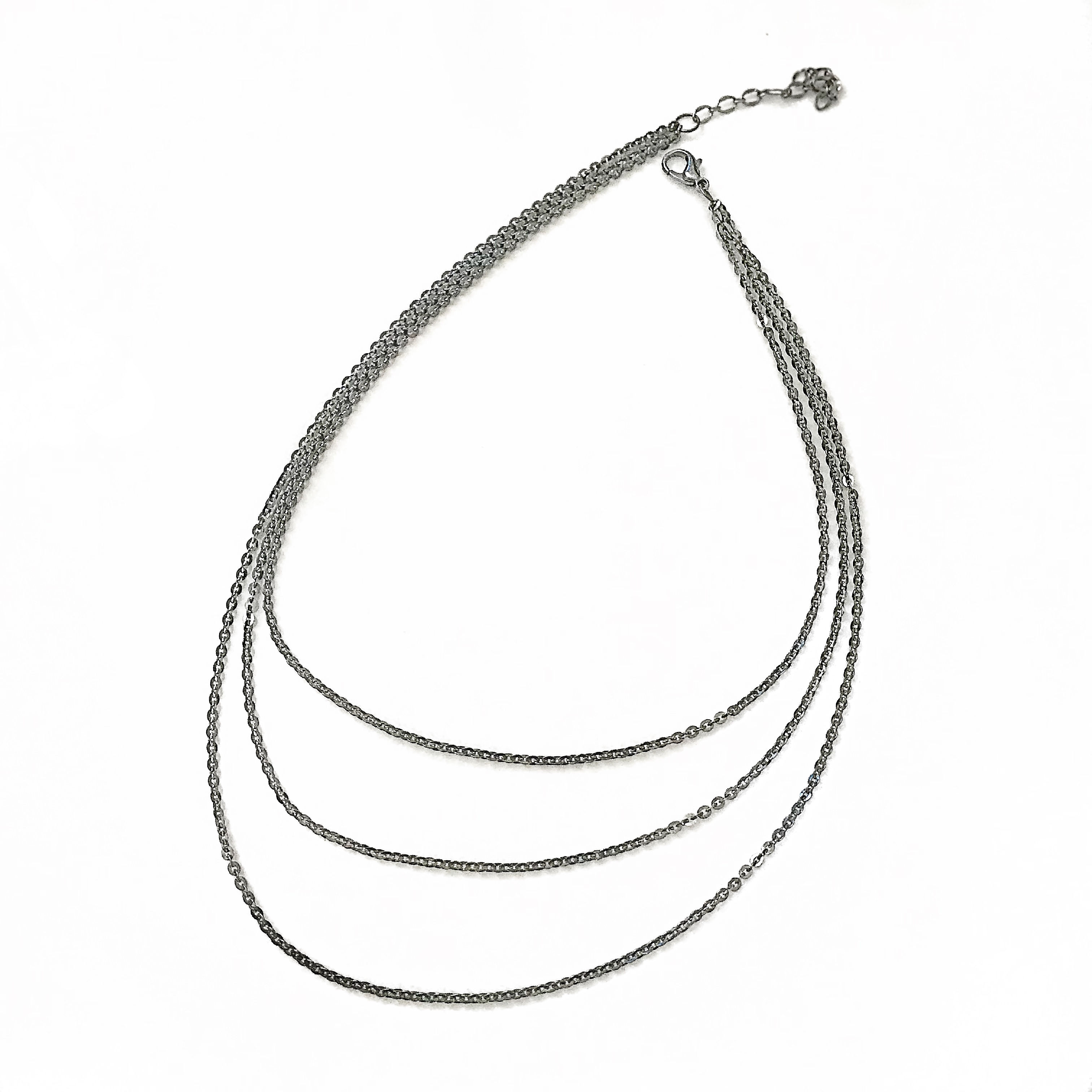 Triple Layer Gunmetal Necklace