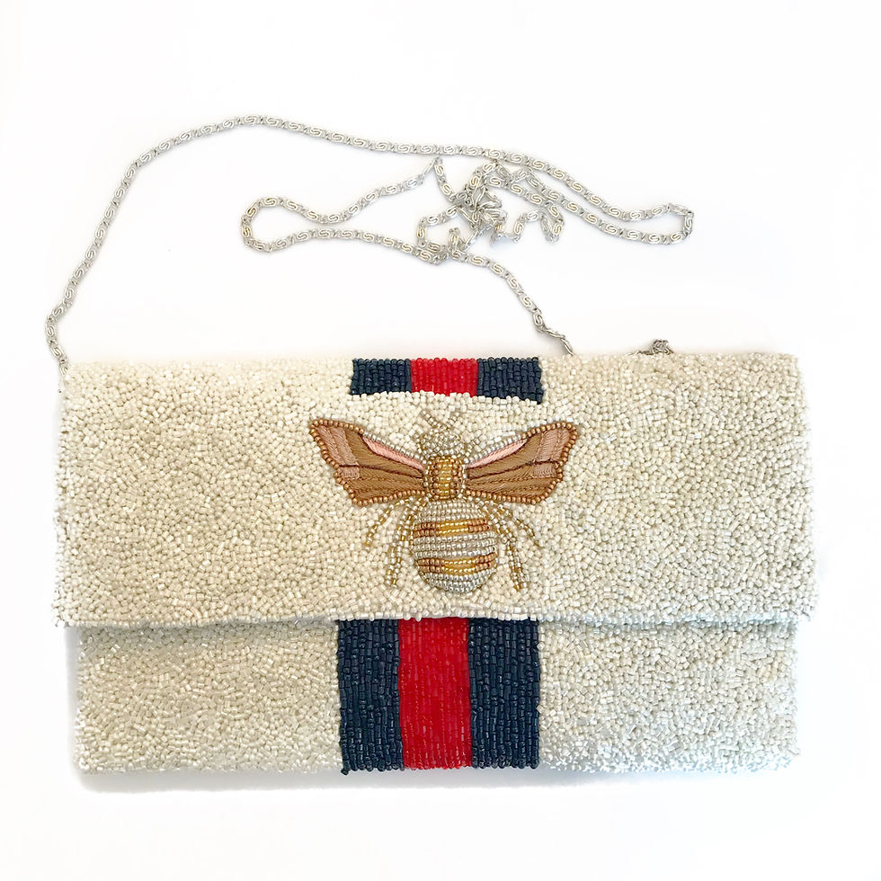 Thumbnail:  LOWEST PRICE ANYWHERE! AND FREE SHIPPING! White Designer Inspired Bee Clutch