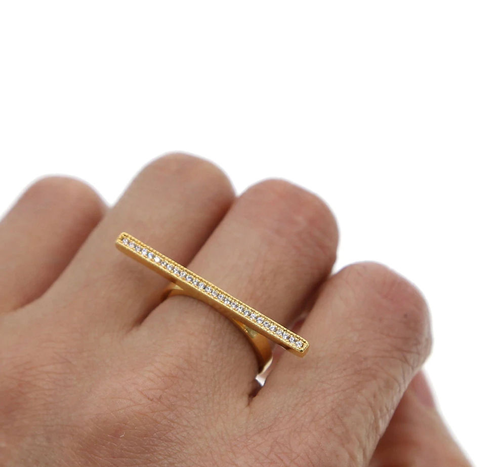 Thumbnail: Gold Pave Bar Ring