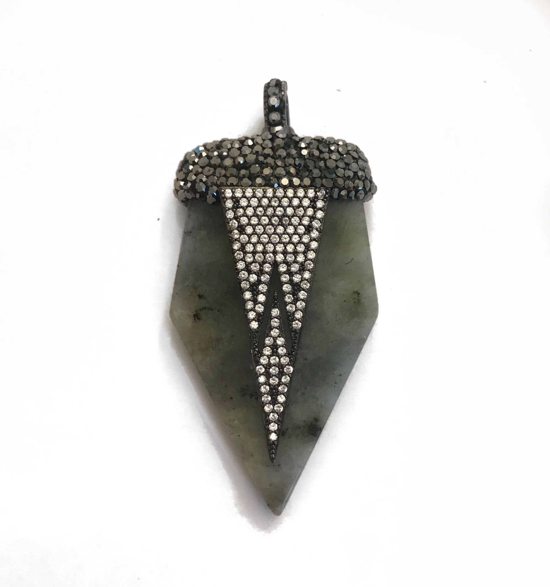 Interchangeable pave labradorite arrowhead pendant