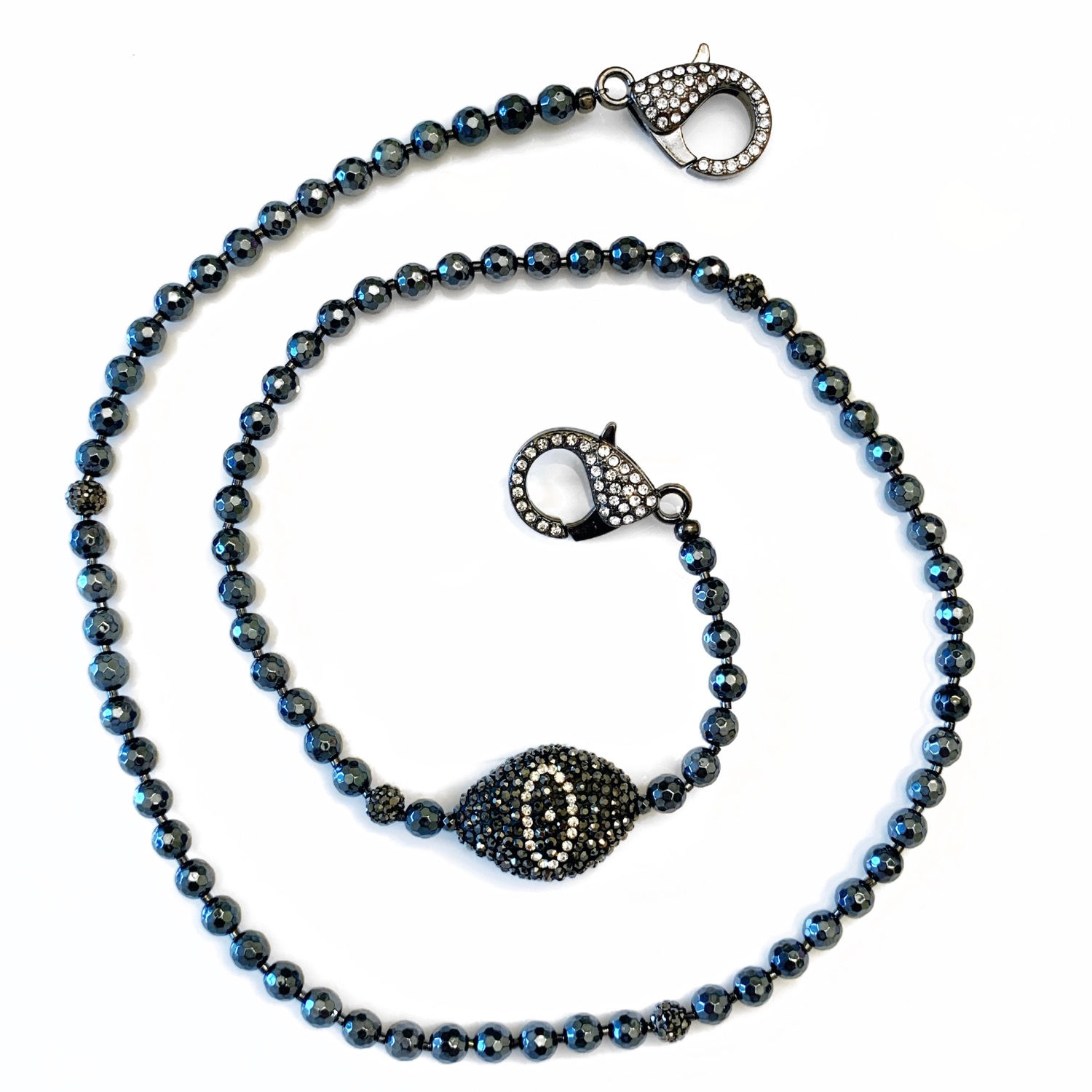 Mystic Coated Black Agate Mask Necklace