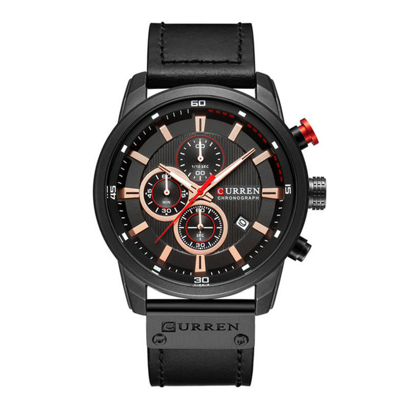 Thumbnail: CURREN 8291 Super Blue Boys Quartz Watch Costume Genuine Leather Band 3 Dials Ch