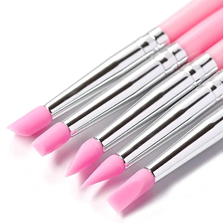 Thumbnail: 5Pcs/Set Silicone Nail Brush Carving Emboss Hollow Gel Shaping Pink Nail Art Pen