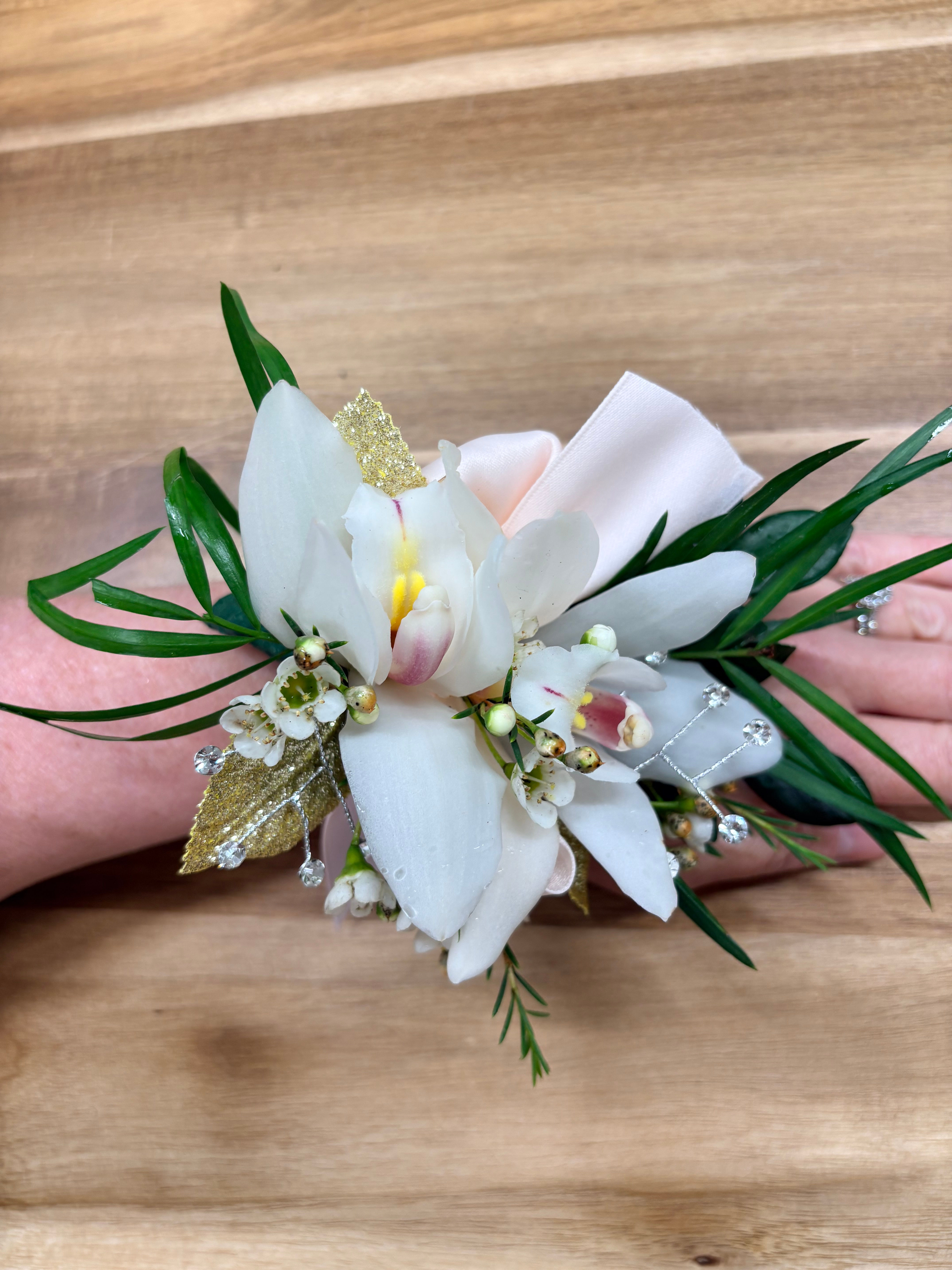 Mini Cymbidium Orchid Wrist Corsage
