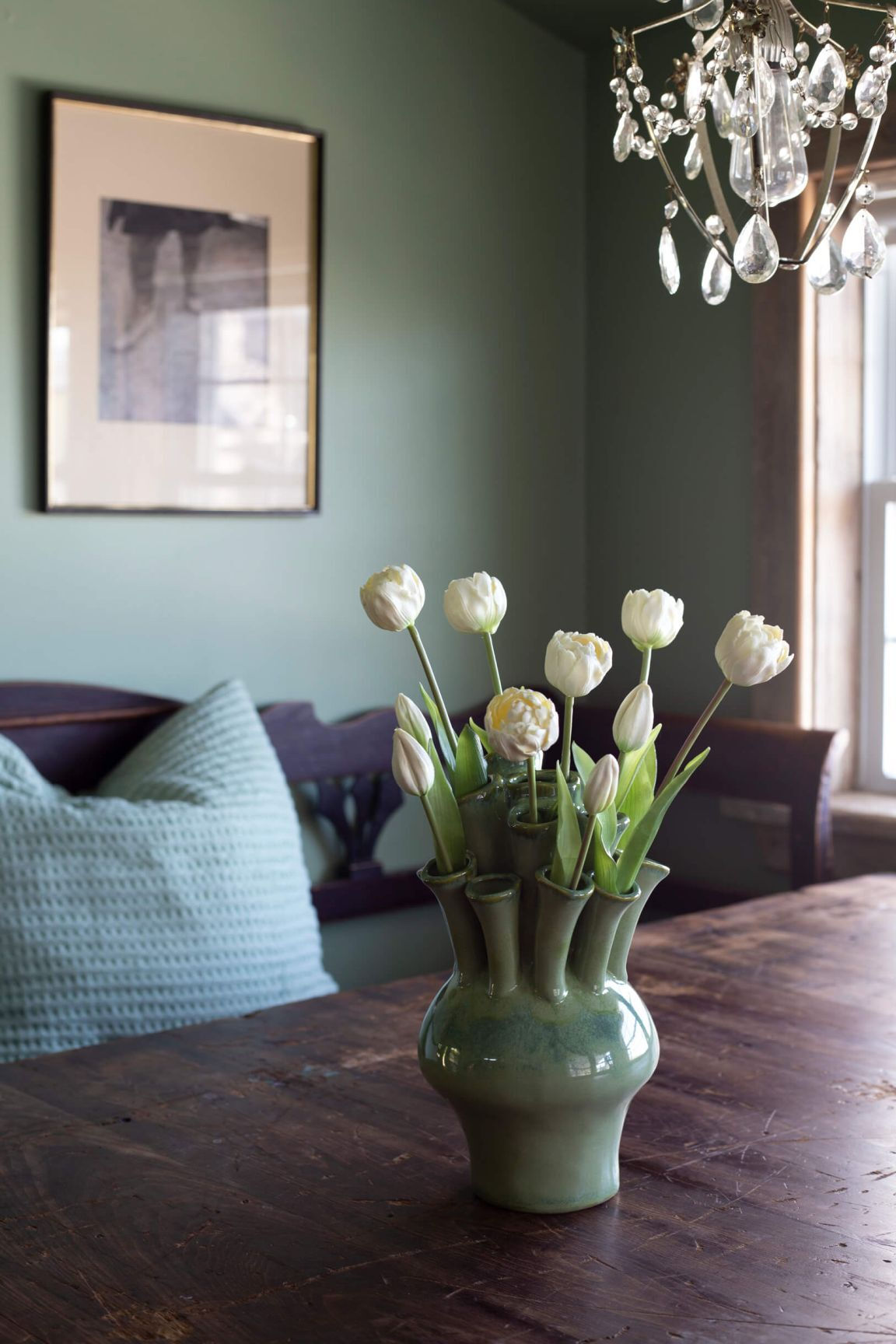 Funky Multi Stem Green Ceramic Vase
