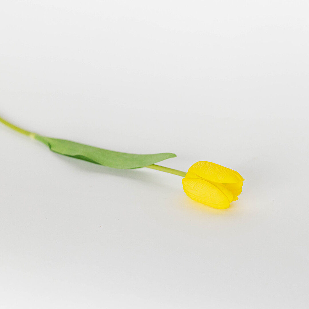 Yellow real touch tulip single stem