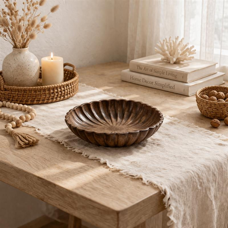 Scalloped Wood Bowl