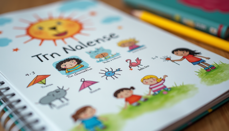 Nahaufnahme eines bunten Mathebuchs für Drittklässler mit kindgerechten Illustrationen