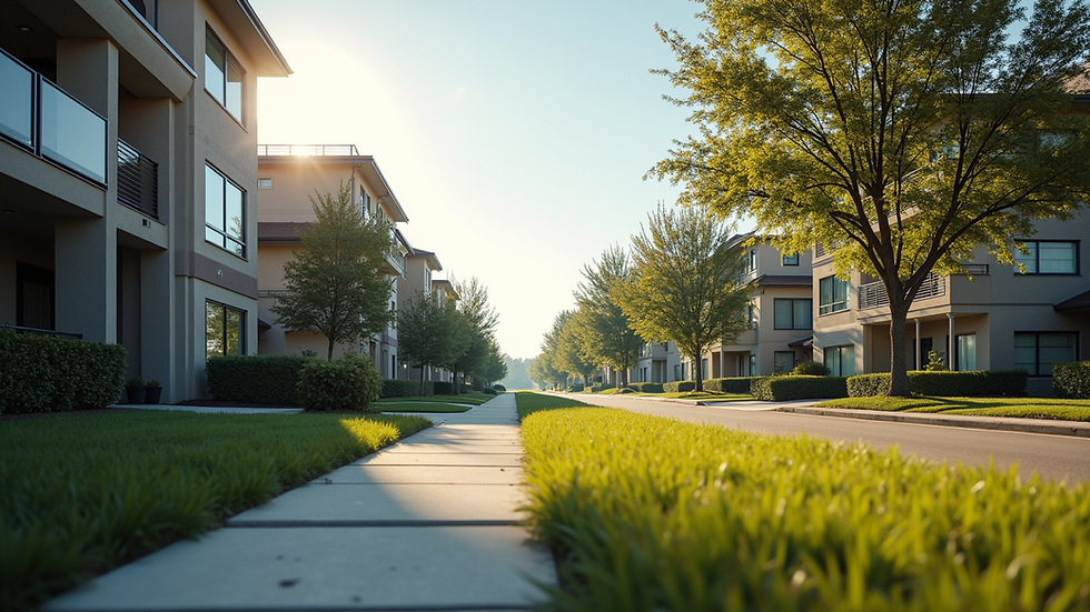 Eye-level view of a modern residential neighborhood in Houston