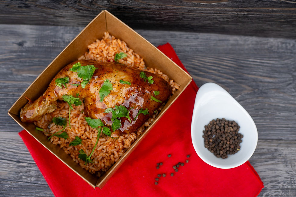 BBQ Smoked Quarter Chicken Leg with Spanish Rice