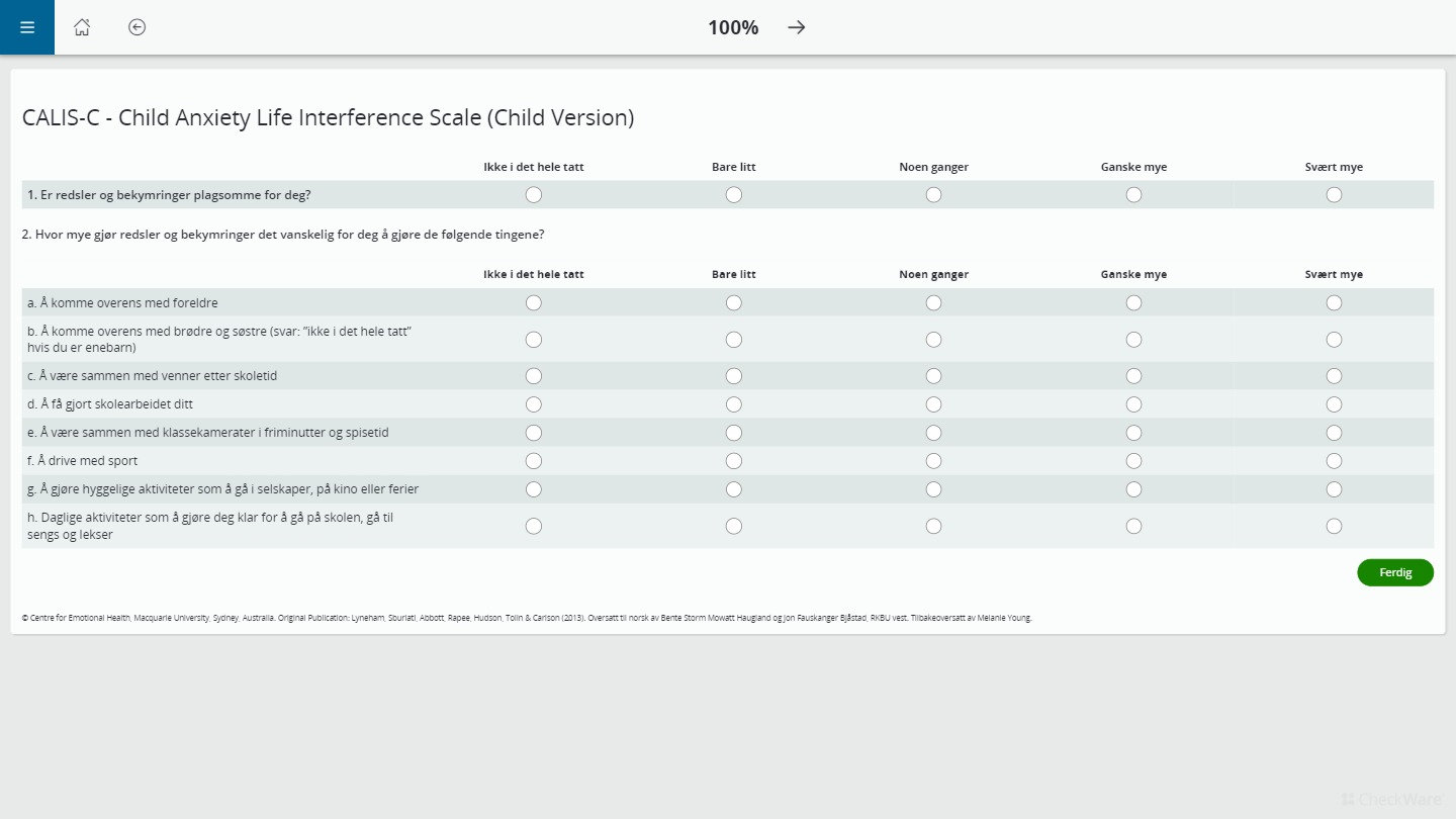 Child Anxiety Life Interference Scale (Child Version)