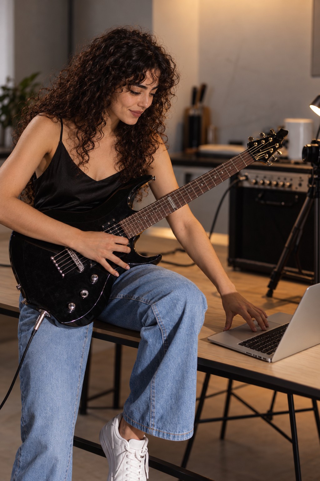 Siyah gitarla ADA
