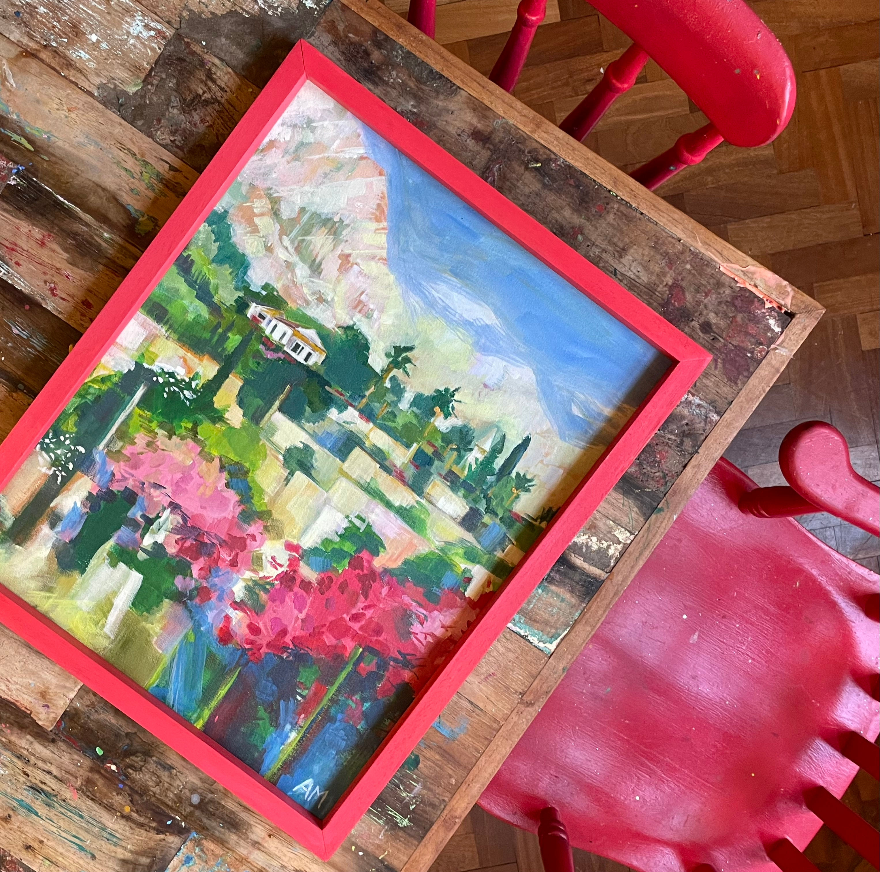 Annie Meier Acrylic Painting - View up to Biniaraix, Tramuntana, Mallorca