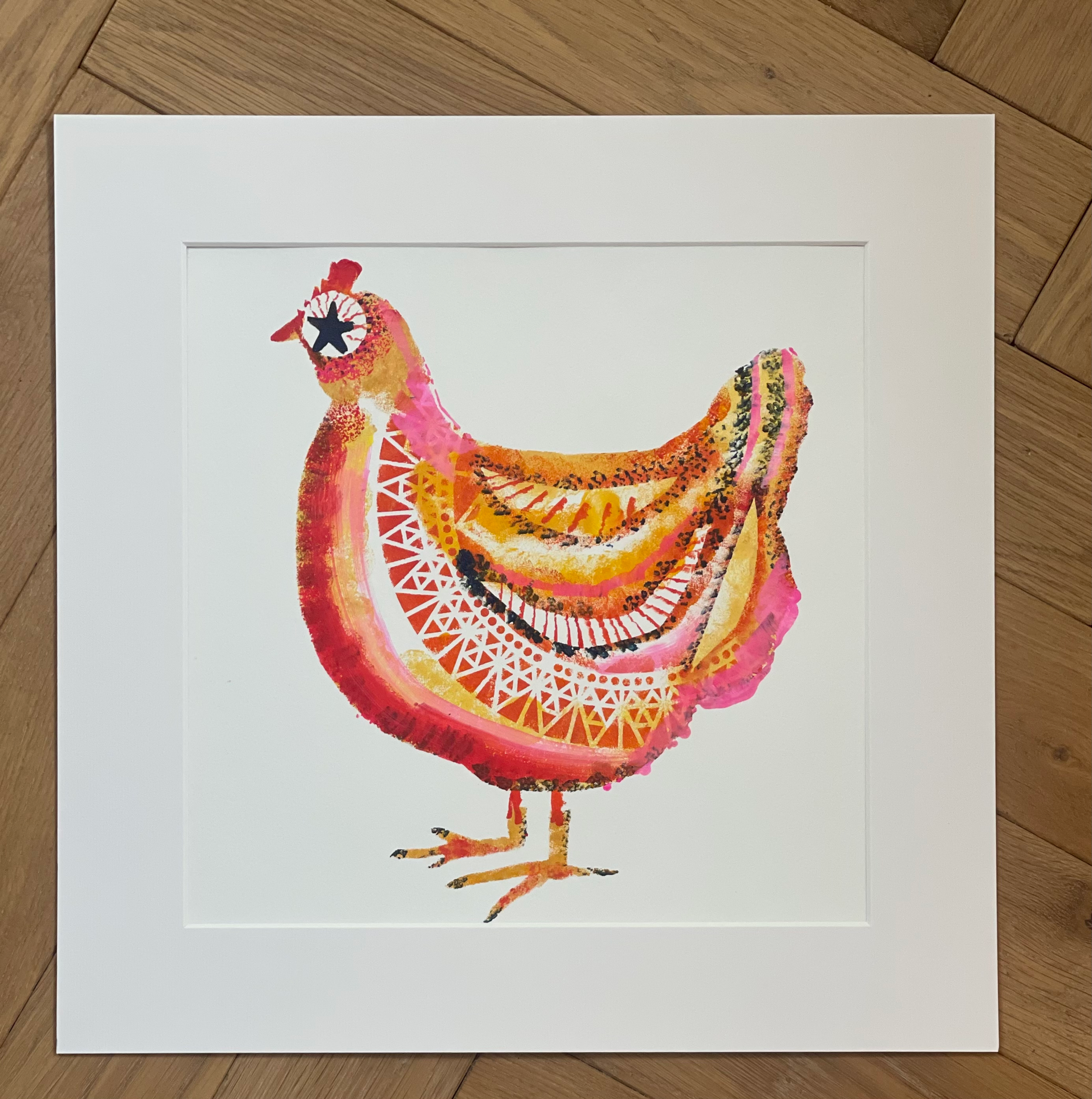 Colourful Stencilled Chicken