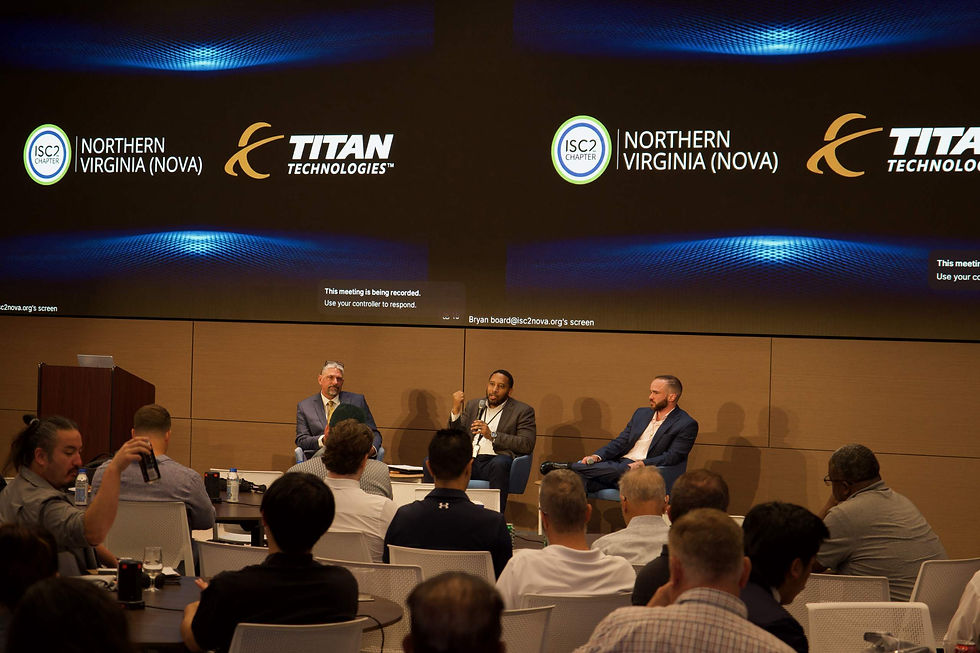 ISC2 Northern Virginia chapter members watch the AI cybersecurity panel at Capital One Maplewood Hall, September 2026