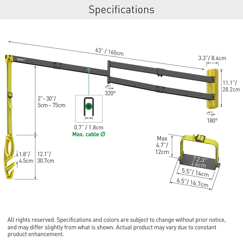תמונה ממוזערת: דגם EV160WM - זרוע ברקן אלגנטית 160 ס"מ, להגנת הכבל ואנשים בטעינת רכב חשמלי