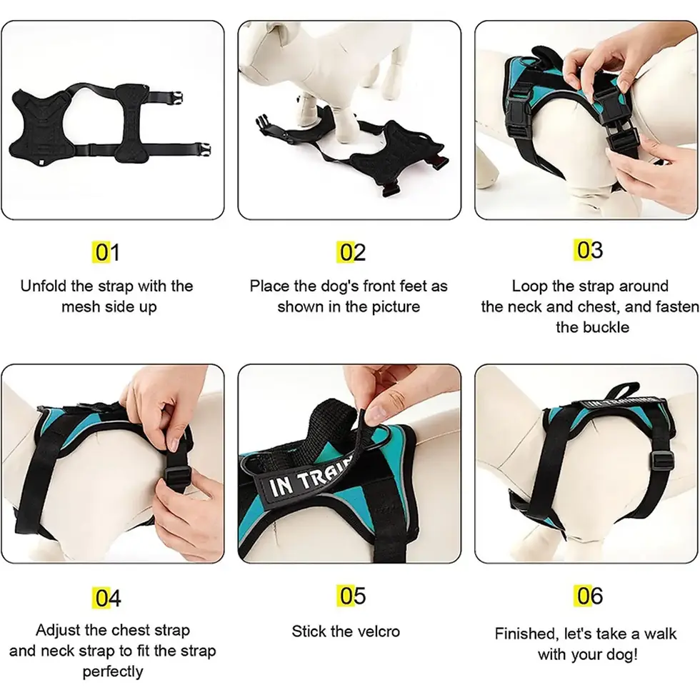 Miniatura: Adjustable Reflective Dog Vest Harness with 5 Patches Soft Oxford Mesh