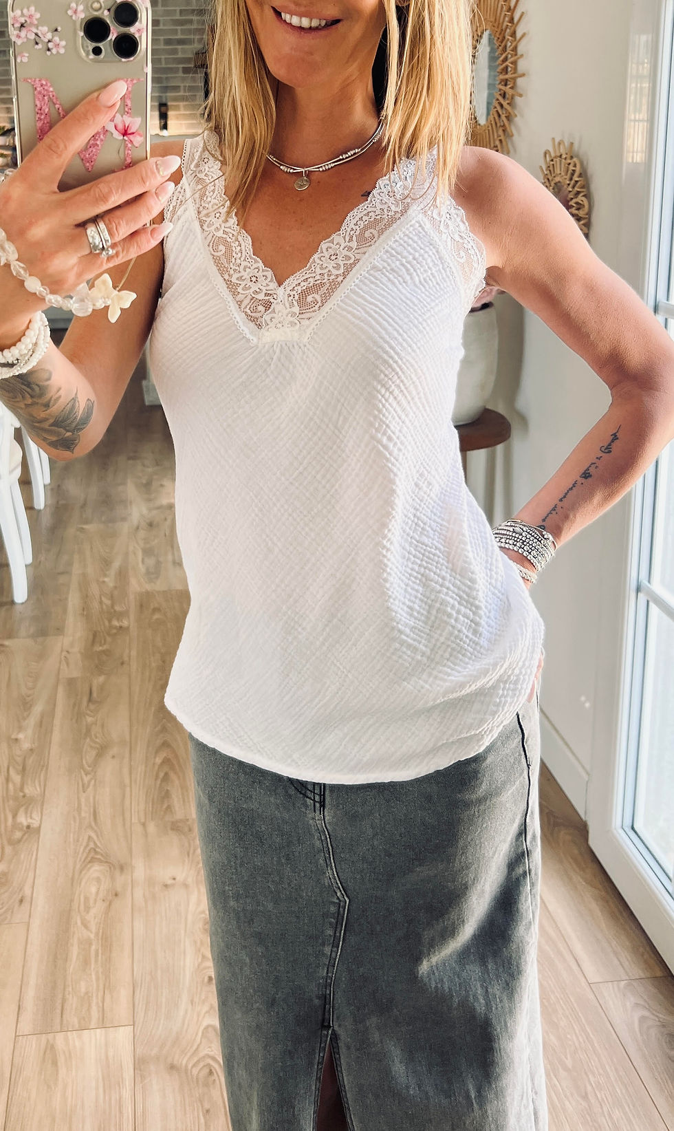 Thumbnail: Top dentelle gaze de coton