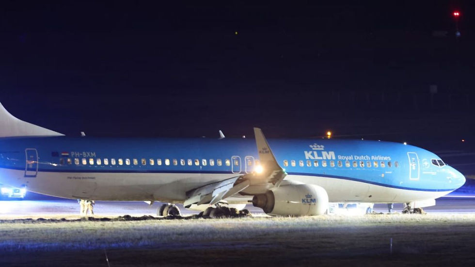 KLM 737-8 Skids Off The Runway