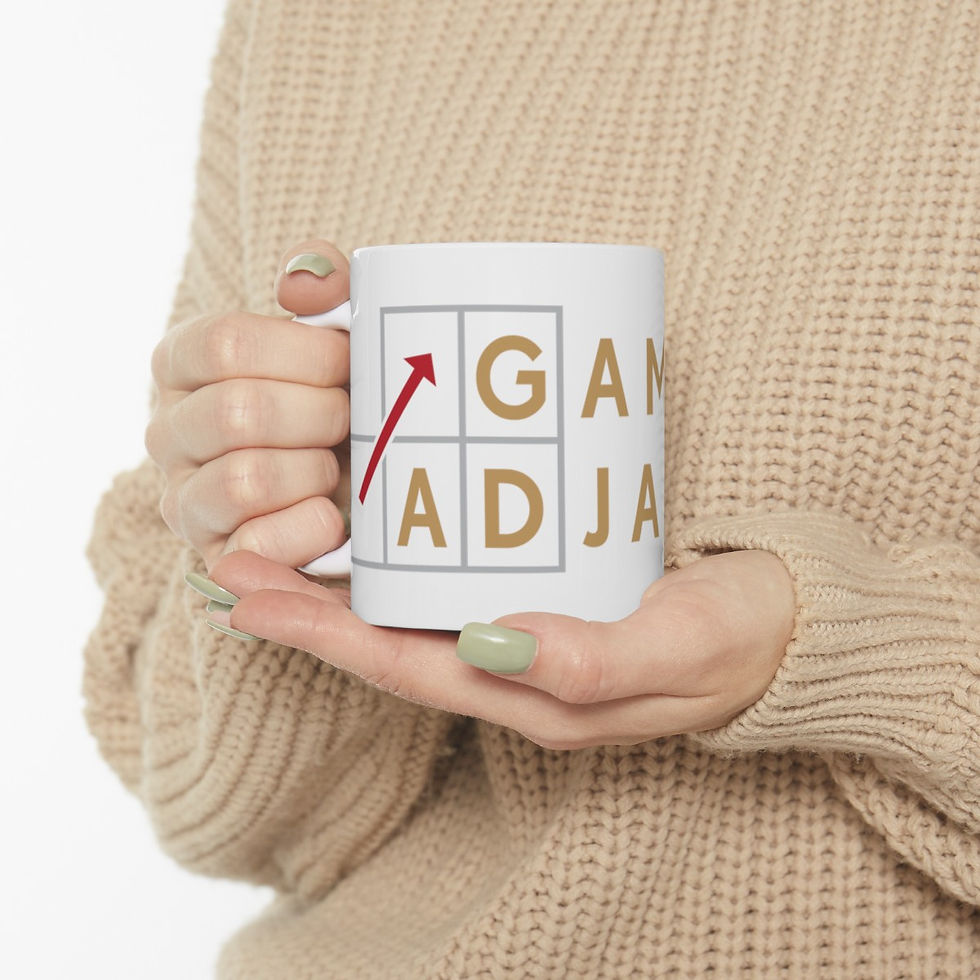 Thumbnail: Silver & Gold *Gamer Adjacent* Ceramic Mug, (11oz, 15oz)