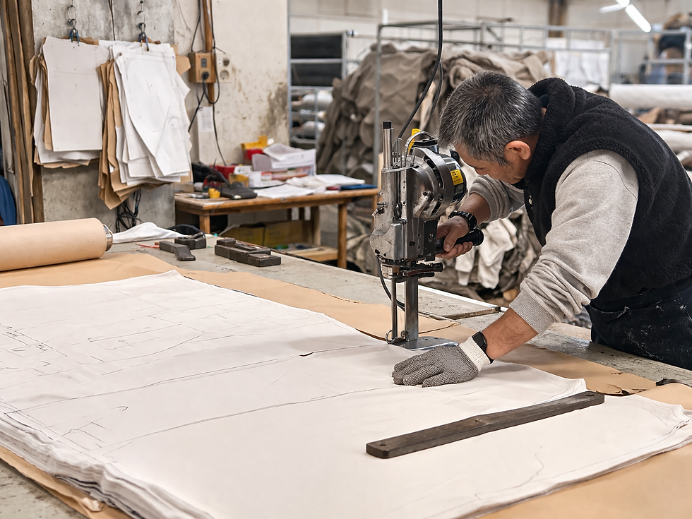 目線の高さで見た縫製工場の作業風景
