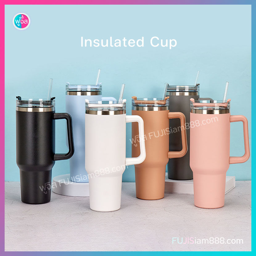 Thumbnail: 40 Oz. Temperature Retaining Tumbler with Handle – Hot & Cold Pastel Color