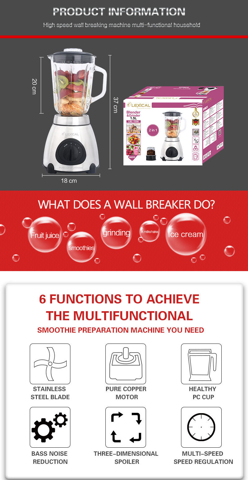 Thumbnail: Lexi Blender & Coffee Grinder (2 in 1) – 1.5L, 1-Year Warranty