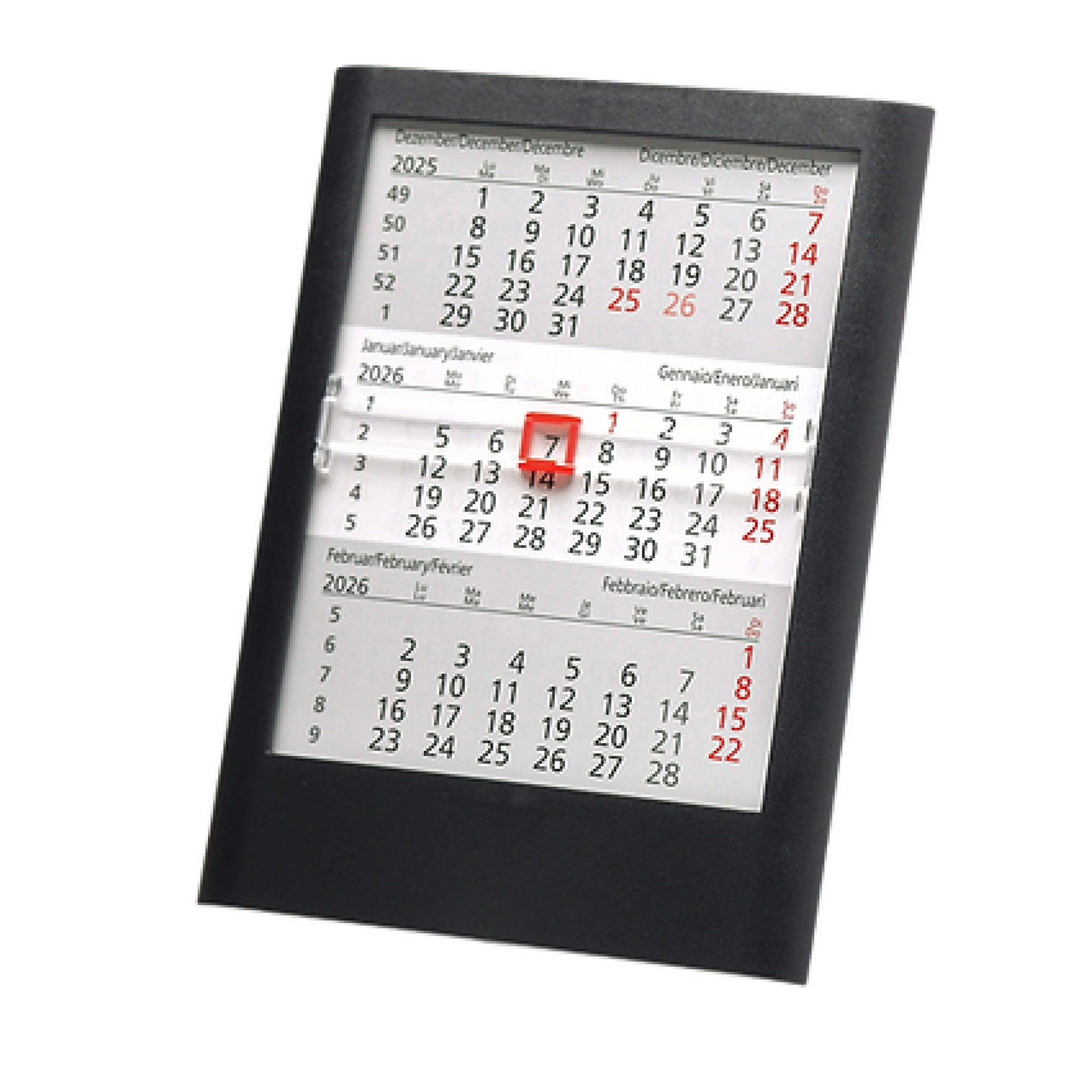 Calendar de birou trimestrial 2026 12 x 16 cm Standard negru 5036BK