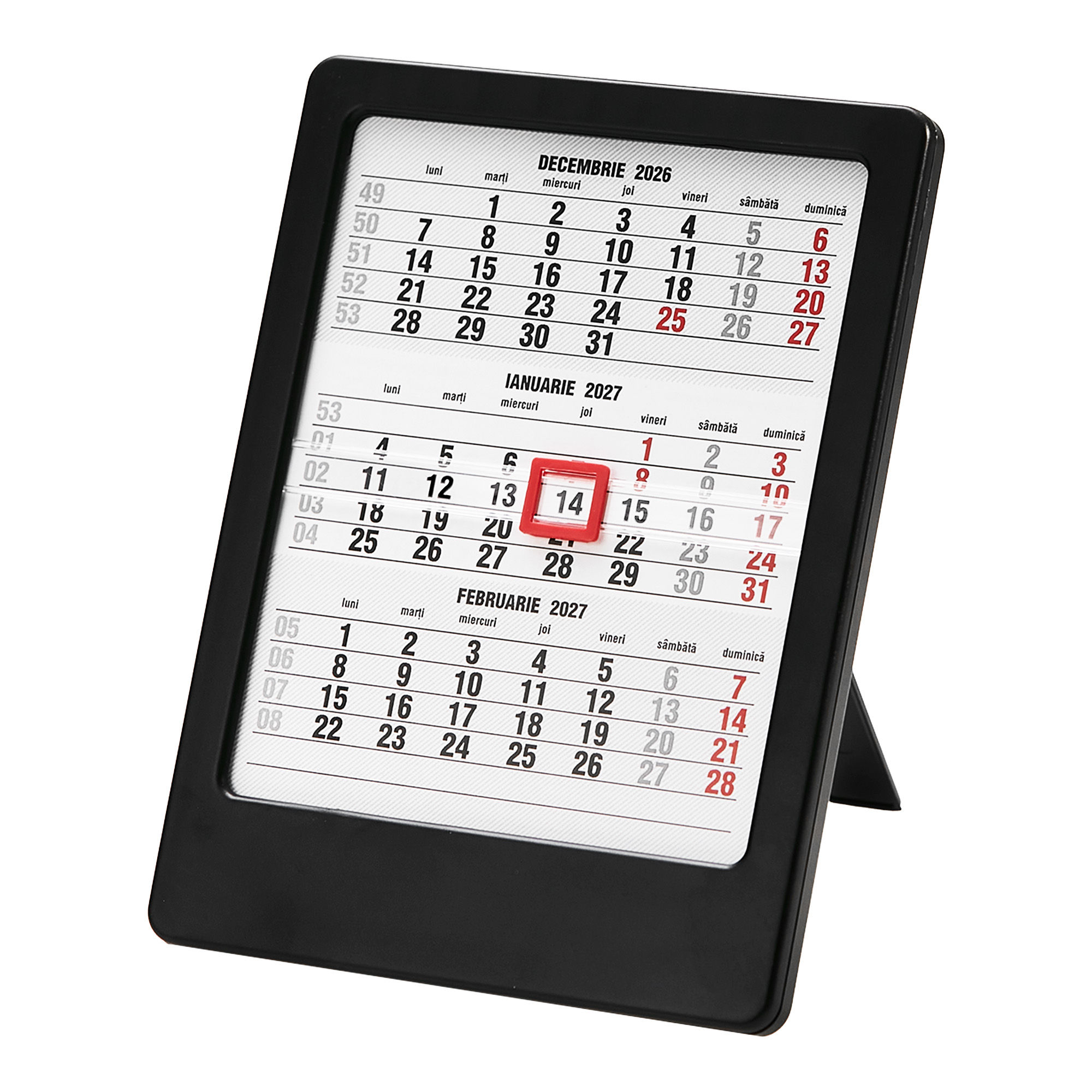 Calendar de birou trimestrial 2027, 12 х 16,2 сm, Mini negru 1105BK