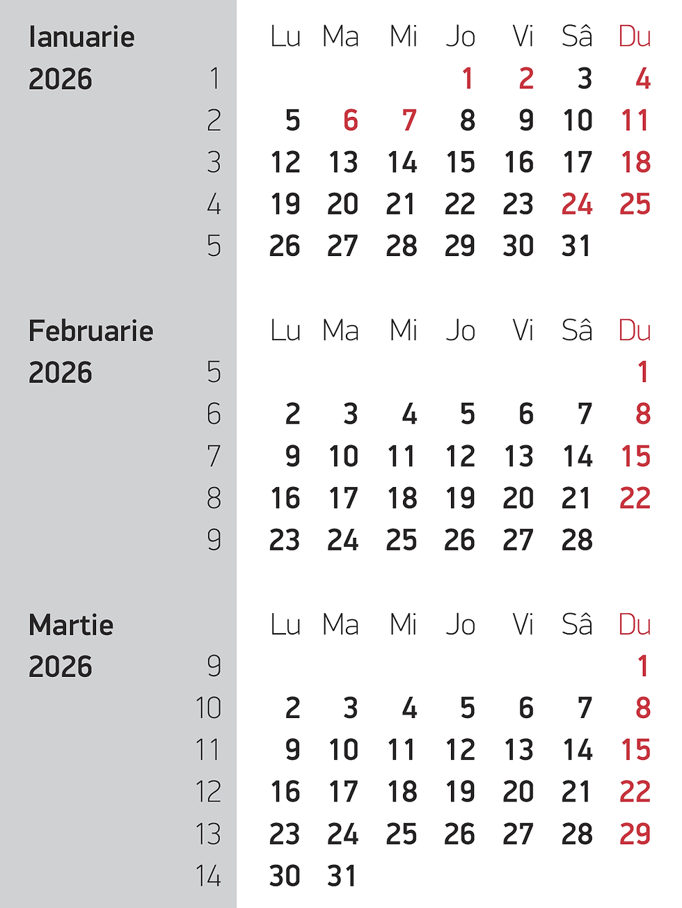 Miniatură: Calendar de birou trimestrial 2026 11x18cm Vision gri 5022G