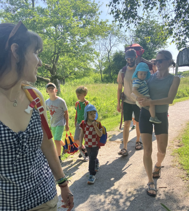 Anna leading a Wonder Walk, our free, weekly, arts-integrated nature program for children ages 0-6.