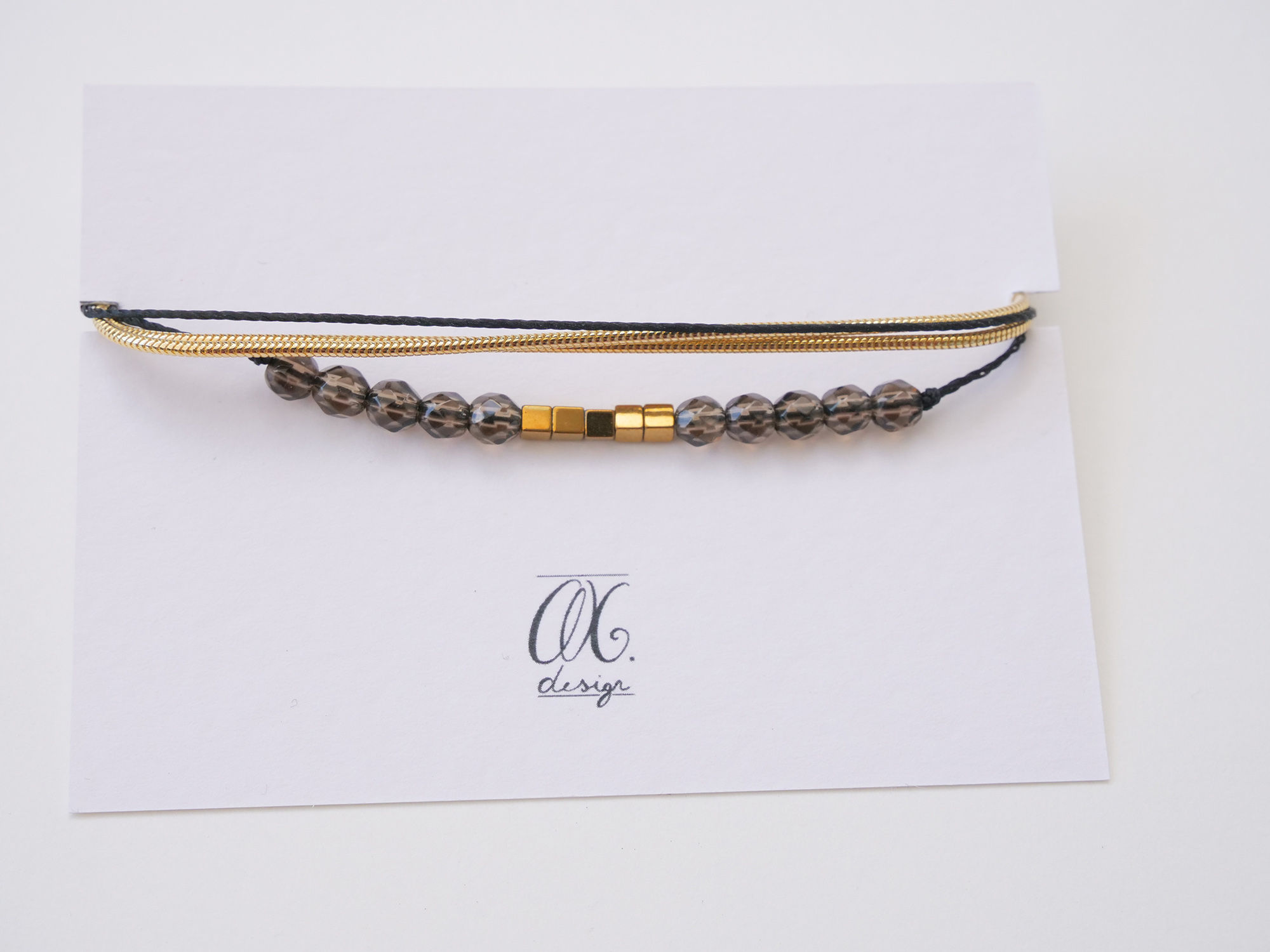 bracciale quarzo fumé e oro