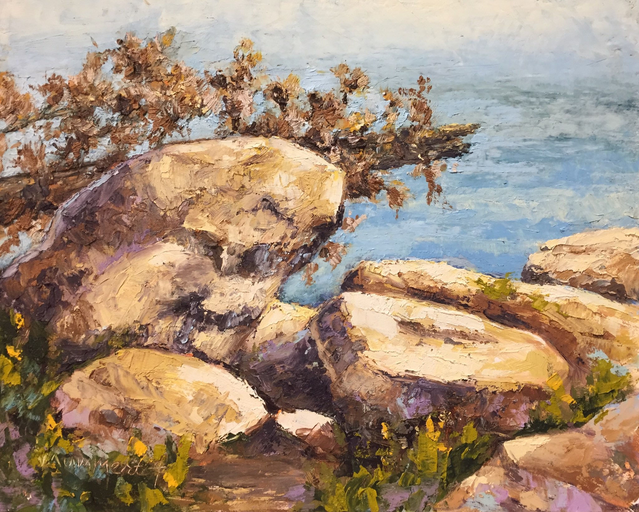 Sunbathing (plein air, framed)