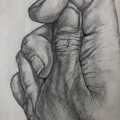 Studio di mani, 40x40, matita a grafite