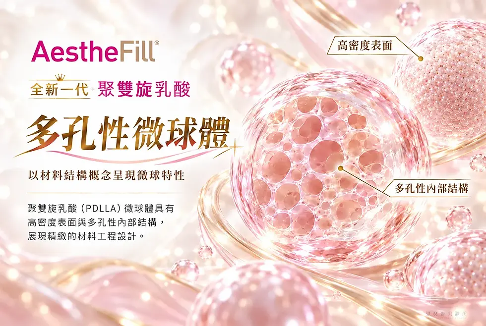 恩羽醫美 AestheFill 艾麗斯 PDLLA 多孔性微球體結構示意