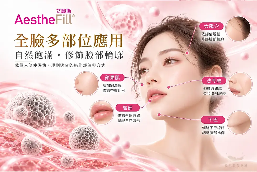 恩羽醫美 AestheFill 艾麗斯臉部治療部位示意