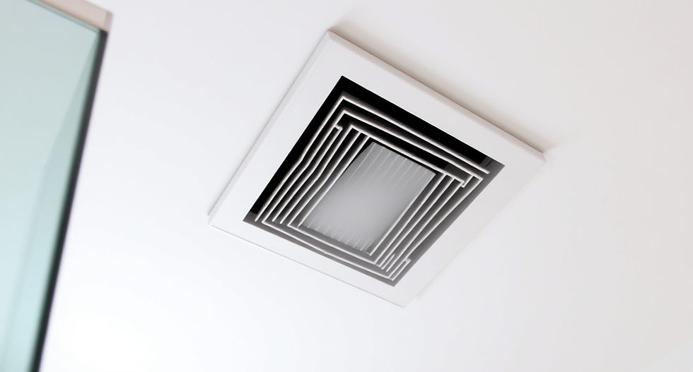 Ceiling vent in a modern bathroom, offering efficient ventilation and a sleek design.
