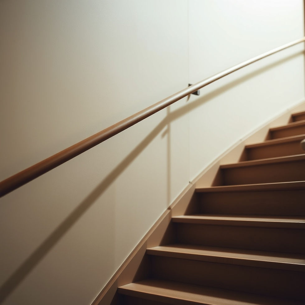 A sleek and minimalist stairway features a smooth handrail, offering both style and support for safe ascent and descent.