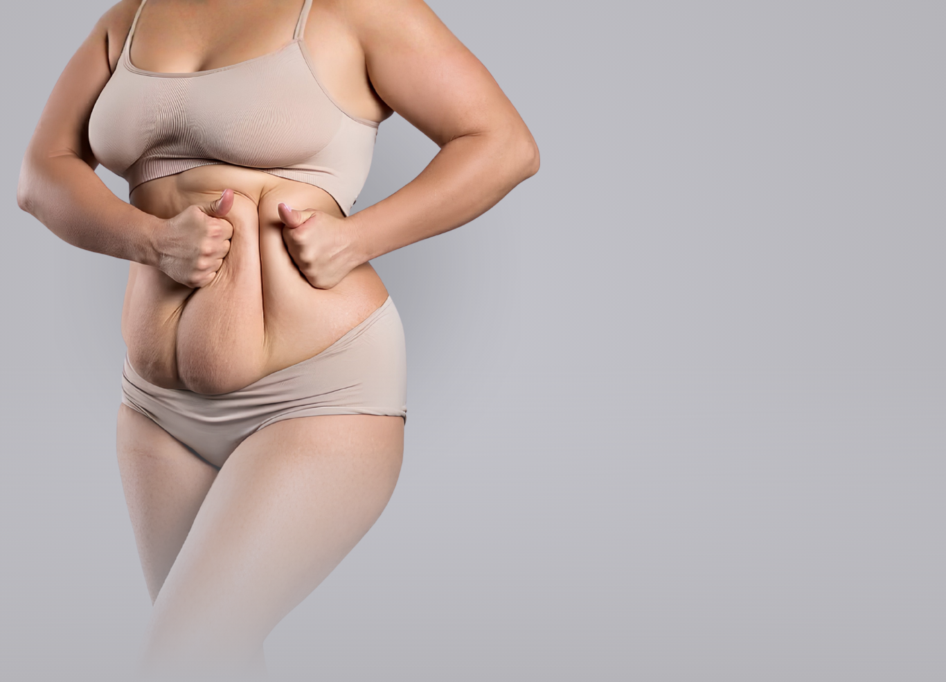 woman holding loose skin