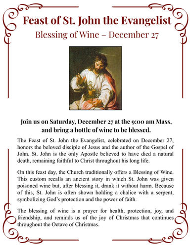 Feast of St. John the Evangelist & Blessing of Wine