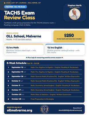 TACHS Exam Review Class – Open to Malverne 8th Graders!